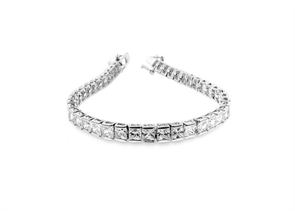 Silver Plated Mens CZ Studded Tennis Bracelet